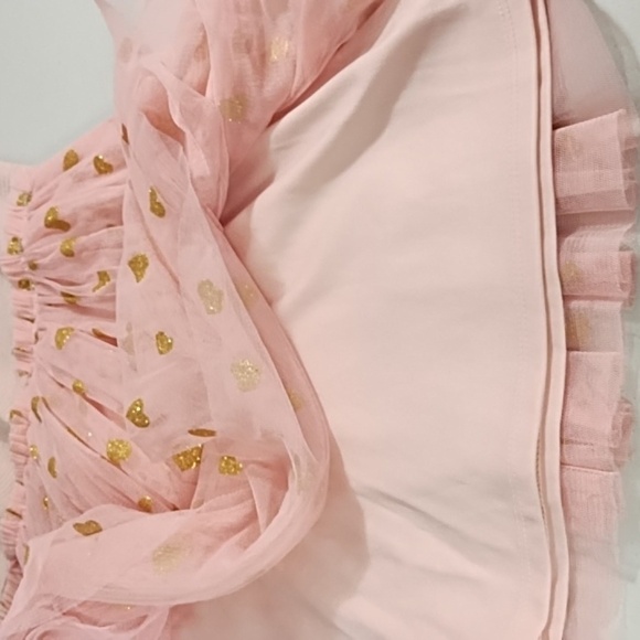 Jenna & Jessie 6X Pink Gold Hearts Sequins Soft Netted Skirt Knit Top Dress - Picture 6 of 10